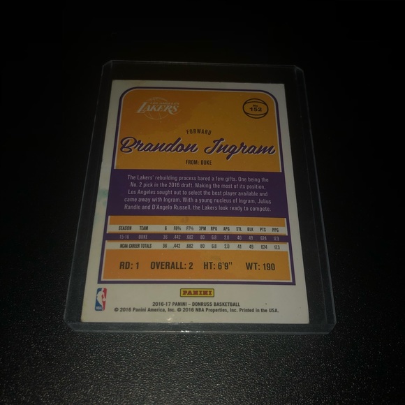 Brandon Ingram Donruss Rated Rookie Basketbal Card - Picture 4 of 5